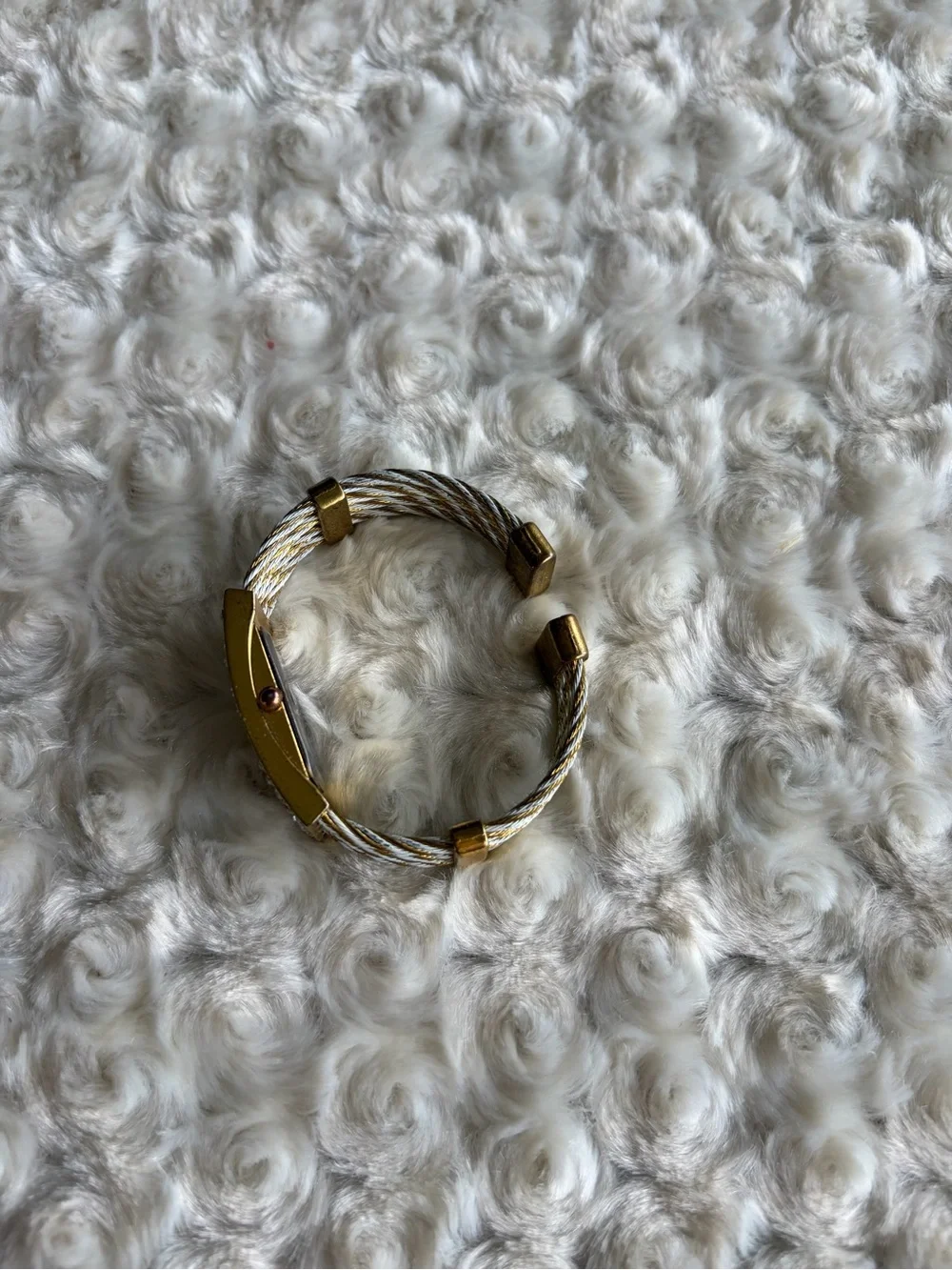 Geneva Gold-tone Crystal-Accented Rectangular Bracelet Watch